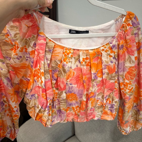 Zara Tops Zara Flowers Crop Poshmark